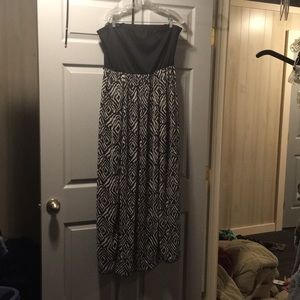 Black and White Strapless Dress